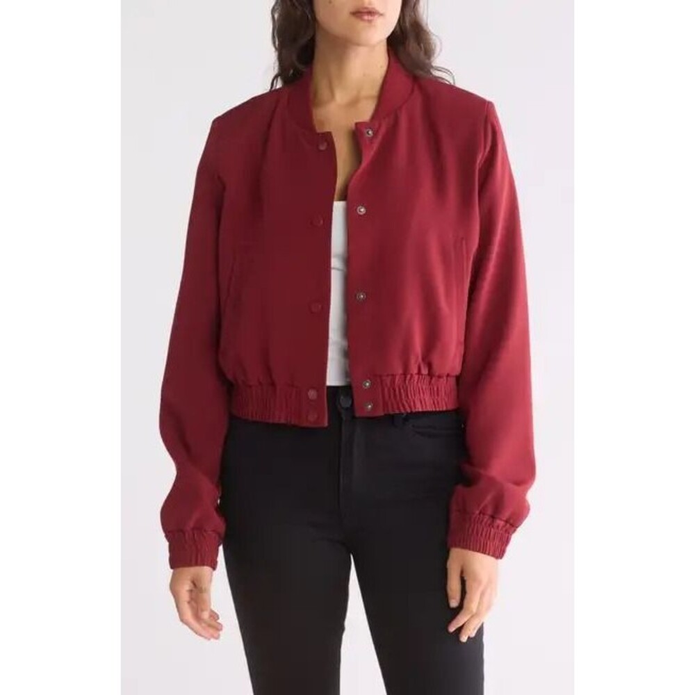 Rachel Roy Burgundy Bomber Jacket - Size S